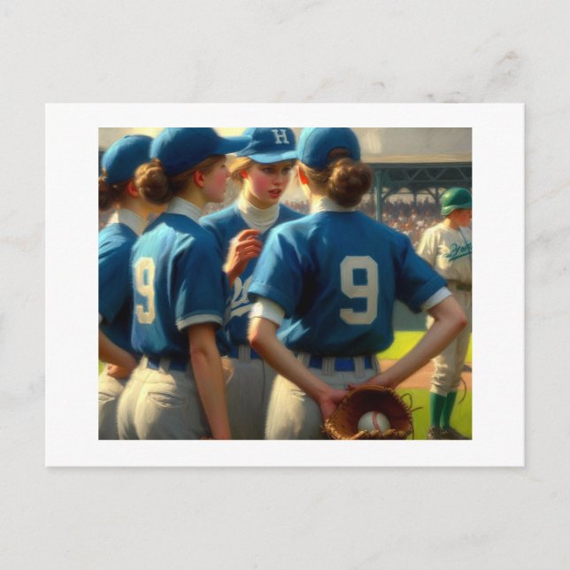 Cartão Postal Baseball Huddle. (Frente)