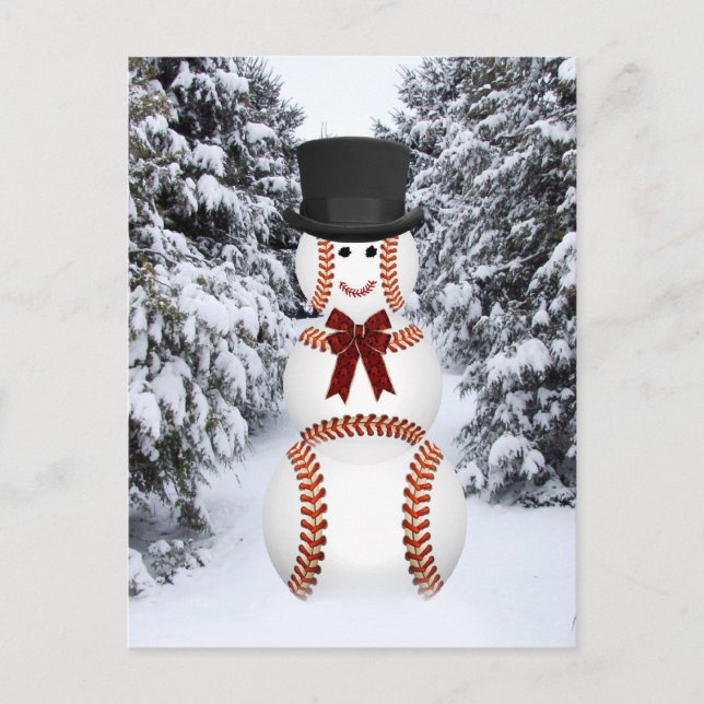 Cartão Postal Baseball Snowman (Frente)