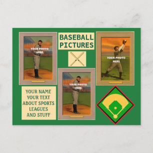Cartão Postal Baseball Suas Fotografias e Esportes de Texto