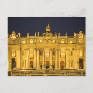 Cartão Postal Basílica de São Pedro à Noite, Cidade do Vaticano,