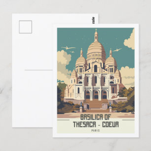 Cartão Postal Basílica de Thesaca Coeur, Viagem de Paris