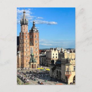 Cartão Postal Basilica Krakow, antiga cidade da Rua de Maria