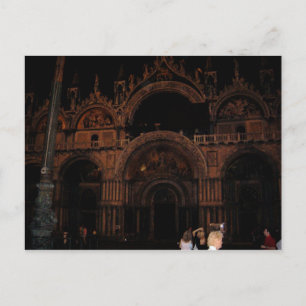 Cartão Postal Basilica, Rua, Praça de Mark, Veneza à Noite
