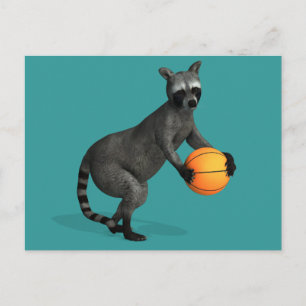 Cartão Postal Basketballer Raccoon