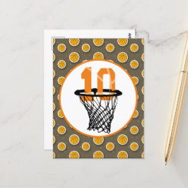 Cartão Postal Basquete 10º Aniversário com número em mini hoop