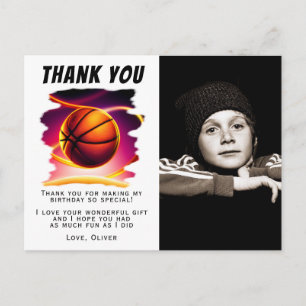 Cartão Postal Basquete Bola Esportes Foto Aniversário Obrigado  