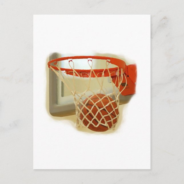 Cartão Postal Basquete caindo em hoop (Frente)