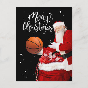 Cartão Postal Basquete Feliz Natal com Papai Noel