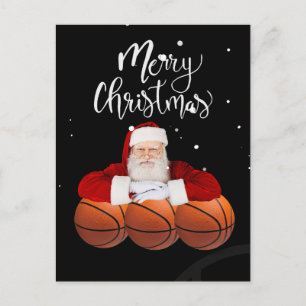 Cartão Postal Basquete Feliz Natal com Papai Noel