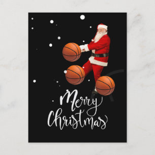 Cartão Postal Basquete Feliz Natal com Papai Noel