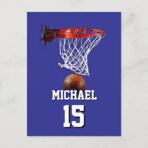 Cartão Postal Basquetebol Adicione seu Nome e Número Pop Art