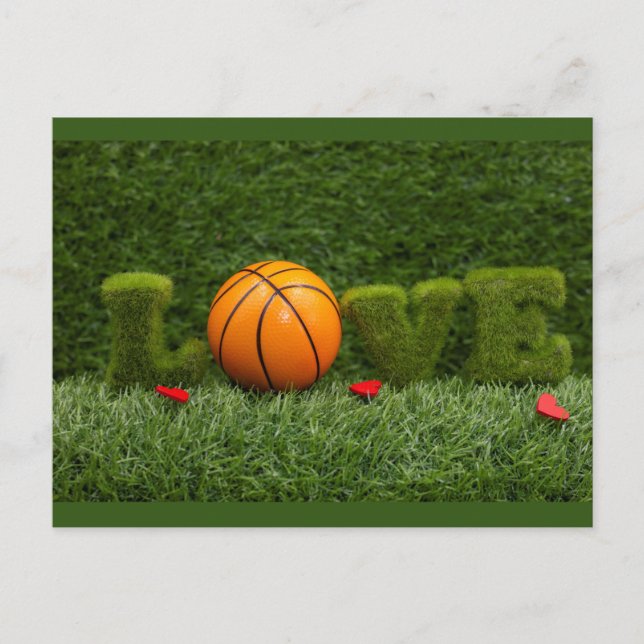 Cartão Postal Basquetebol com amor corações vermelhos seja meu n (Frente)