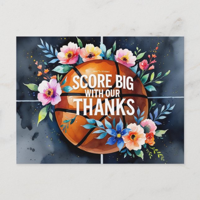 Cartão Postal Basquetebol com bola Obrigado a um casamento de en (Frente)