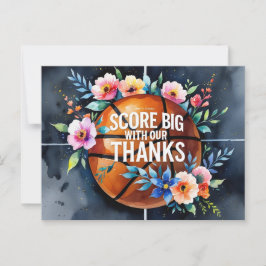 Cartão Postal Basquetebol com bola Obrigado por um casamento de 