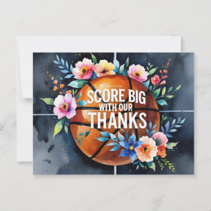 Cartão Postal Basquetebol com bola Obrigado por um casamento de