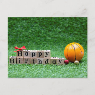 Cartão Postal Basquetebol Feliz Aniversário ao Jogador com Bola