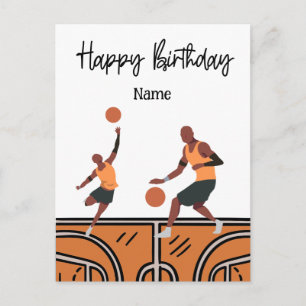 Cartão Postal Basquetebol Feliz Aniversário ao Jogador com Jogad