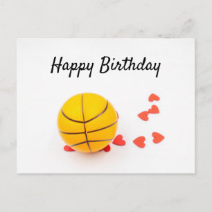 Cartão Postal Basquetebol Feliz Aniversário com amor coração ver