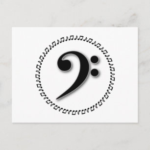 Cartão Postal Bass Clef Music Note Design