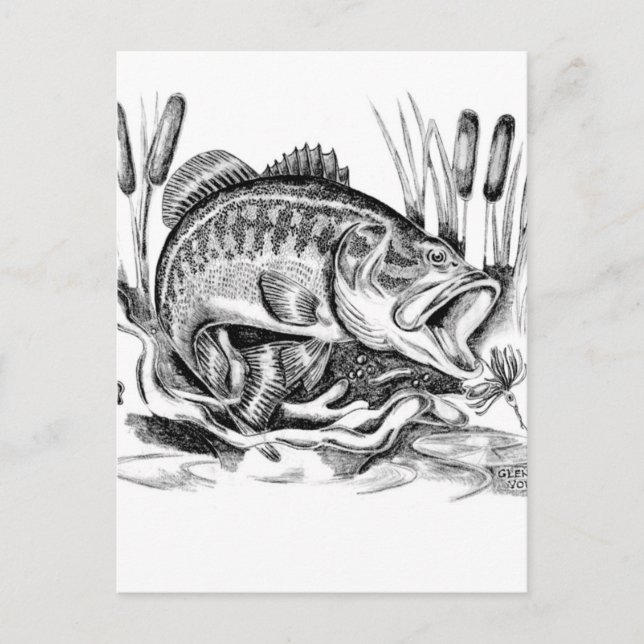 Cartão Postal Bass de Boca Largemouth (Frente)