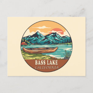 Cartão Postal Bass Lake California Barco Fish Emblem