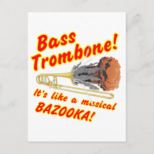 Cartão Postal Bass Trombone Musical Bazooka