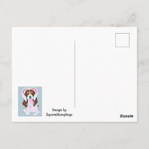Cartão Postal Basset Hound de Terno de Coelho Rosa