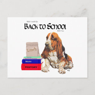 Cartão Postal Basset Hound de Volta às Aulas