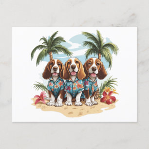 Cartão Postal Basset Hound Dogs Hawaiian Shirts
