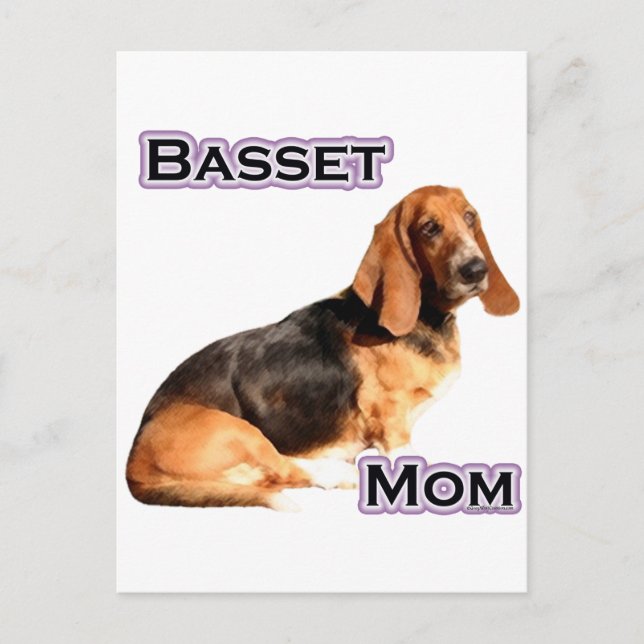 Cartão Postal Basset Hound Mãe 4 (Frente)