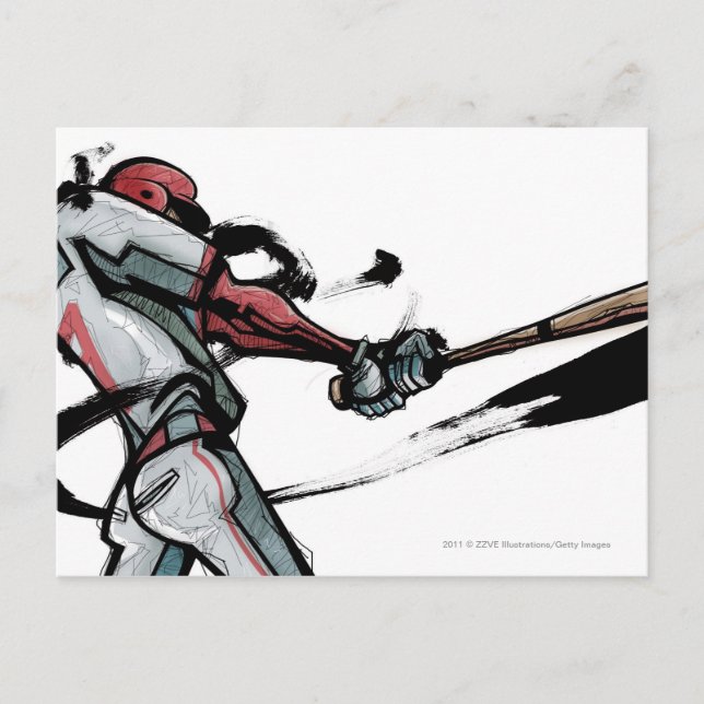 Cartão Postal Bastão de balanço do jogador de beisebol, vista (Frente)