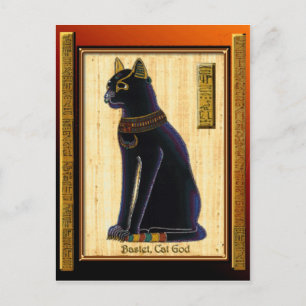 Cartão Postal BASTET ~ Gato Egípcio Deus Arte Histórica