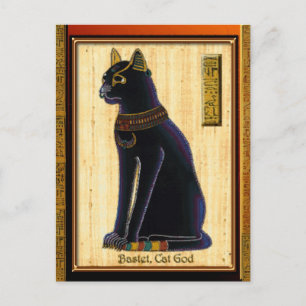 Cartão Postal BASTET ~ Gato Egípcio Deus Arte Histórica
