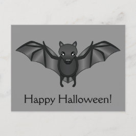 Cartão Postal Bat De Cartoon Bonito Com Texto Feliz De Halloween