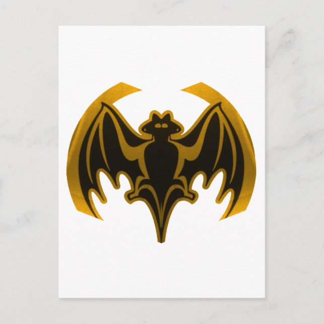 Cartão Postal Bat Dourado O MUSEUM Zazzle Dons (Frente)