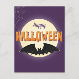 Cartão Postal Bat Negro Feliz Halloween