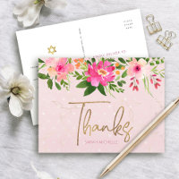 Bat Rosa Mitzvah Escrito Dourado Floral Obrigado N
