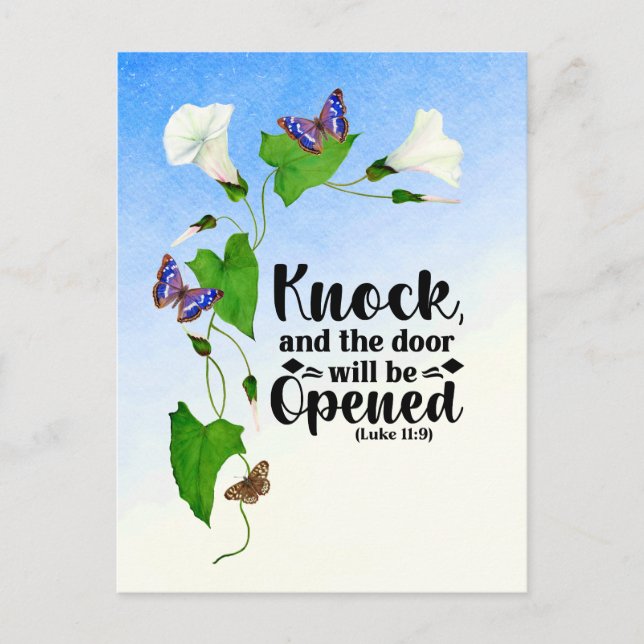 Cartão Postal Bata e a porta será aberta. (Frente)