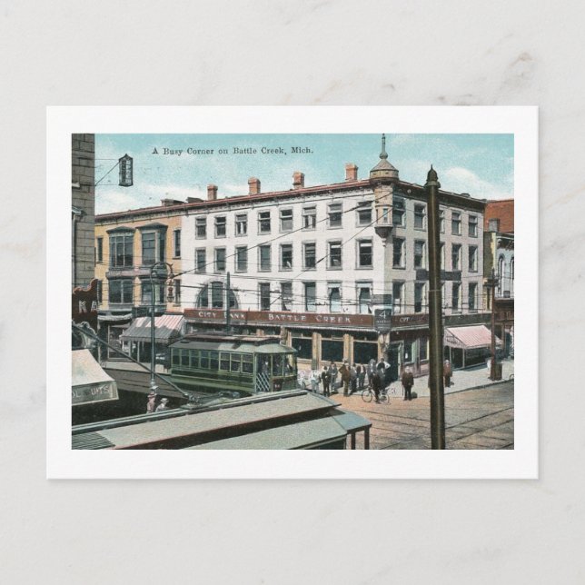 Cartão Postal Batalha Creek, Michigan, 1912 Vintage (Frente)