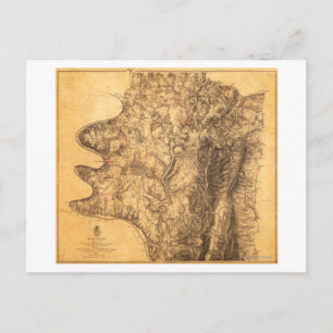 Cartão Postal Batalha de Antietam - Mapa Panorâmico da Guerra Ci