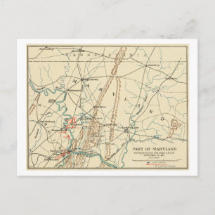 Cartão Postal Batalha de Antietam - Mapa Panorâmico da Guerra Ci