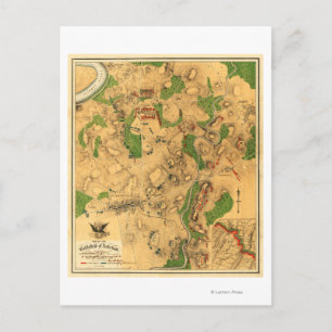 Cartão Postal Batalha de Antietam - Mapa Panorâmico da Guerra Ci