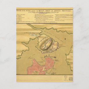 Cartão Postal Batalha de Bunker Hill Map 1775