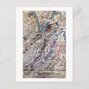 Cartão Postal Batalha de Chickamauga - Mapa Panorâmico da Guerr