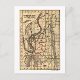 Cartão Postal Batalha de Chickamauga - Mapa Panorâmico da Guerra