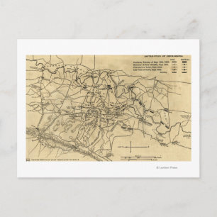 Cartão Postal Batalha de Chickamauga - Mapa Panorâmico da Guerra