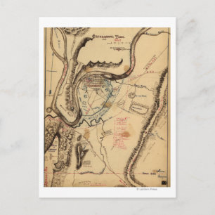 Cartão Postal Batalha de Chickamauga - Mapa Panorâmico da Guerra