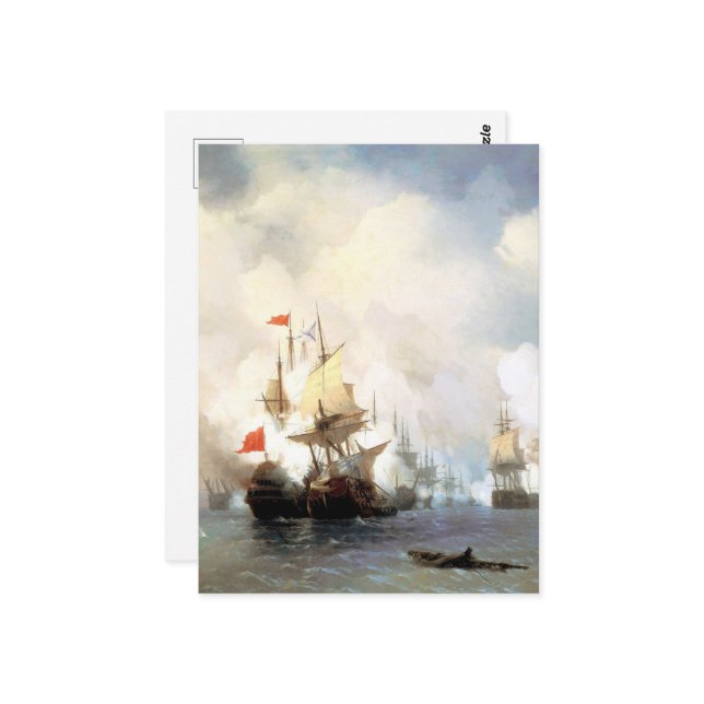Cartão Postal Batalha de Chios, Ivan Aivazovsky (Frente/Verso In Situ)