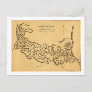 Cartão Postal Batalha de Forte Henry - Mapa Panorâmico da Guerra