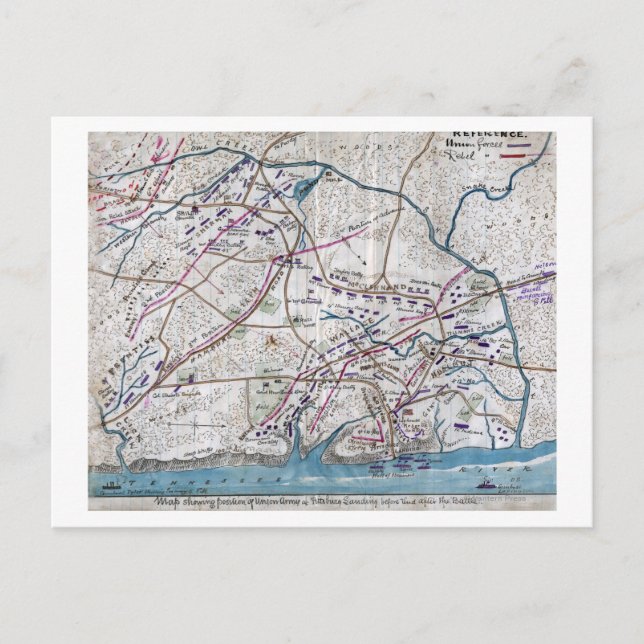 Cartão Postal Batalha de Shiloh - Mapa Panorâmico da Guerra Civi (Frente)